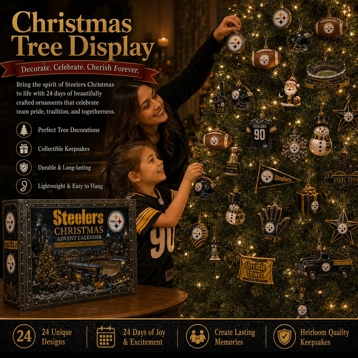 🏈🎄 24 Days of Black & Gold Football – Pittsburgh Fan Christmas Collector Countdown