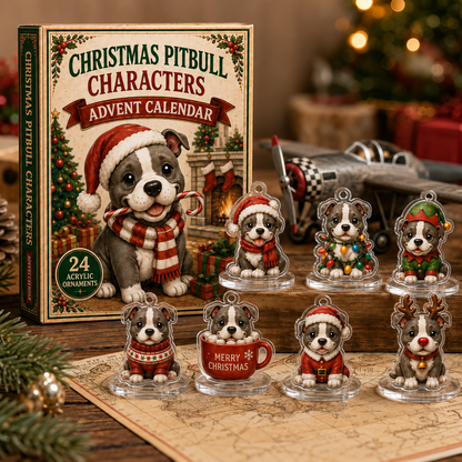 CHRISTMAS KICKOFF 40% OFF - Christmas Pitbull Characters Advent Calendar 2026 - 24-Day Festive Countdown, Acrylic Charms Blind Box - Gift For Pitbull Lovers