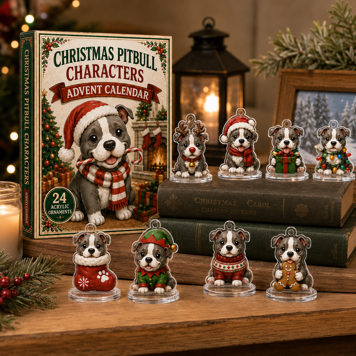 CHRISTMAS KICKOFF 40% OFF - Christmas Pitbull Characters Advent Calendar 2026 - 24-Day Festive Countdown, Acrylic Charms Blind Box - Gift For Pitbull Lovers