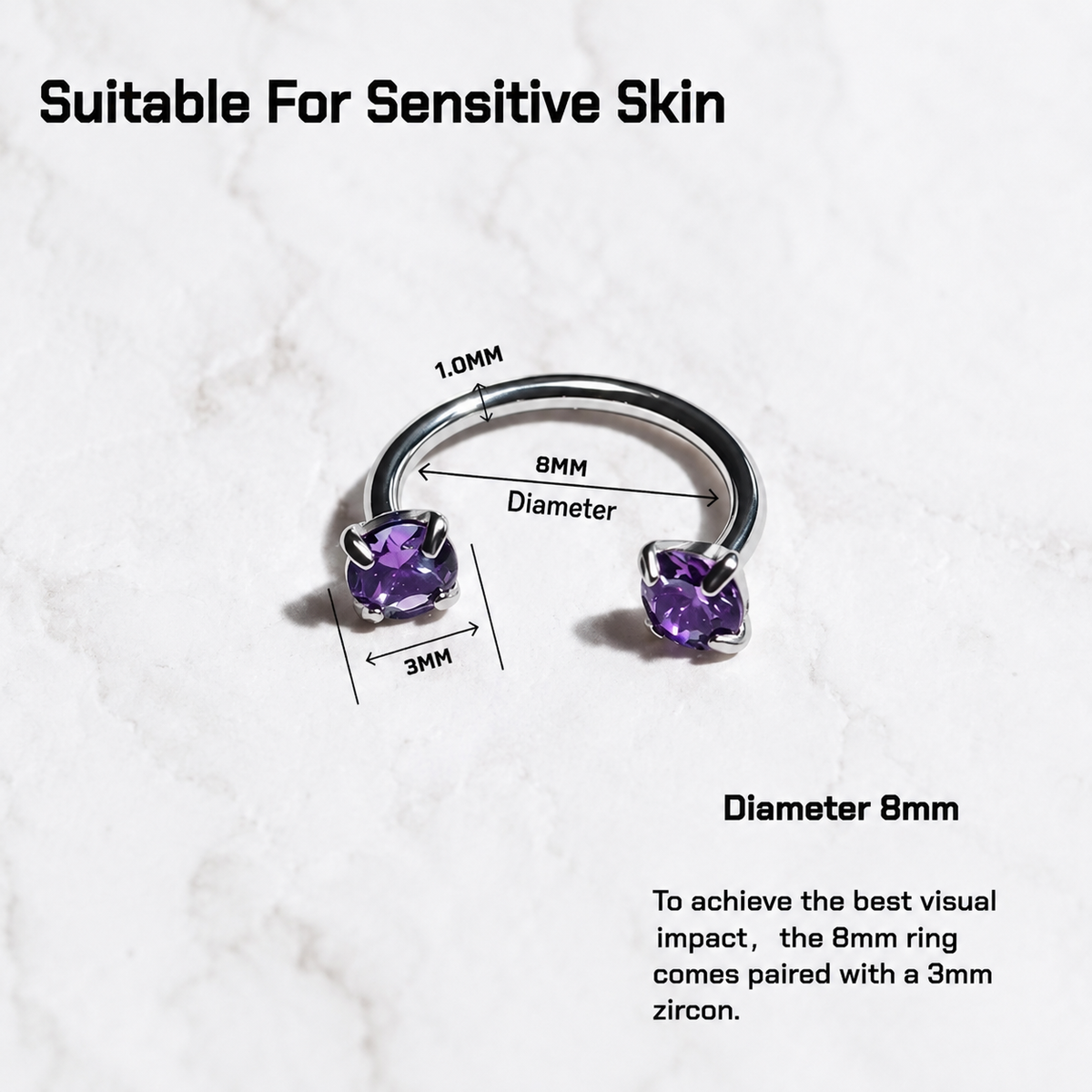 🔥Horseshoe Gem Nose Ring – Internally Threaded & Comfortable