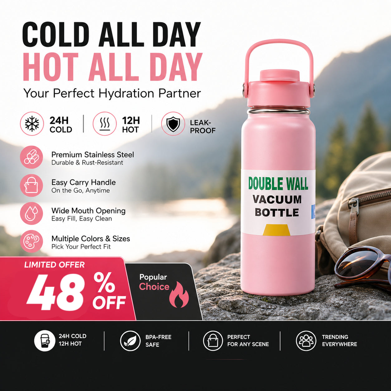 💥Limited Time 48% Off! ❄️Portable heat preservation you can hold! 🔥Premium Stainless Steel Insulated Tumbler