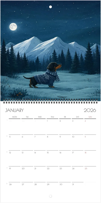 2027 Doxie Doing Things Calendar, Funny Year Of 2027 Dachshund Calendar