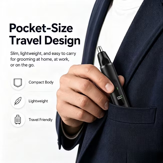 Professional LED Display Nose & Ear Trimmer, Painless Travel Gifts for Men Women.