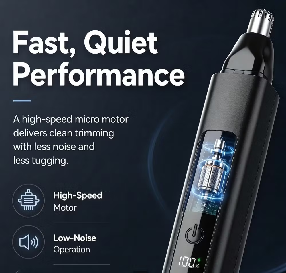 Professional LED Display Nose & Ear Trimmer, Painless Travel Gifts for Men Women.