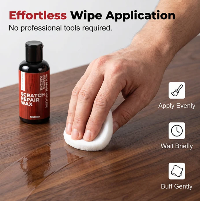 🥳2026 HOT SALE🥳50% OFF! Scratch Repair Wax with Sponge Eraser– Instantly fills scratches & scuffs on wood floors & furniture. Restores natural grain, no need to replace! 💰✨