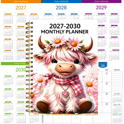 🐮 2026–2030 Monthly Planner ✨ Cute Highland Cow 5-Year Calendar | Large Monthly Blocks for Long-Term Planning