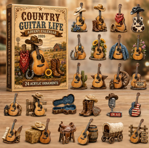 🔥Last 50 pcs✨Country Guitar Life Advent Calendar 2026 - 24-Day Festive Countdown, Acrylic Charms Blind Box