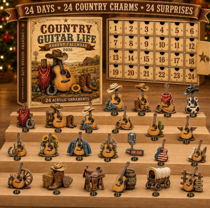 🔥Last 50 pcs✨Country Guitar Life Advent Calendar 2026 - 24-Day Festive Countdown, Acrylic Charms Blind Box