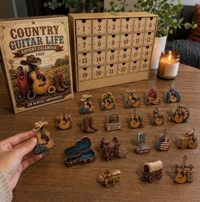 🔥Last 50 pcs✨Country Guitar Life Advent Calendar 2026 - 24-Day Festive Countdown, Acrylic Charms Blind Box