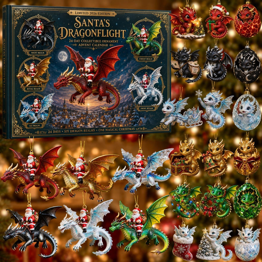 CHRISMAST KICKOFF 48% OFF - 2026 Santa's Dragon Journey Blind Box - 24-Day Festive Countdown, Acrylic Charms Blind Box - Gift For Dog Lovers
