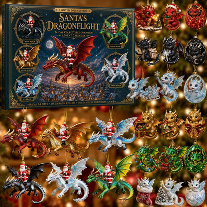 CHRISMAST KICKOFF 48% OFF - 2026 Santa's Dragon Journey Blind Box - 24-Day Festive Countdown, Acrylic Charms Blind Box - Gift For Dog Lovers