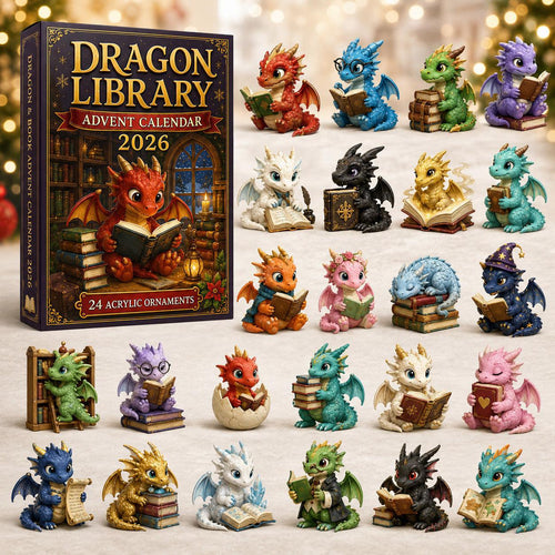 CHRISTMAS KICKOFF: 48% OFF – 2026 Dragon Library Advent Calendar – Unlock 24 Cosy Chapters of Baby Dragon Magic, Acrylic Ornaments Blind Box