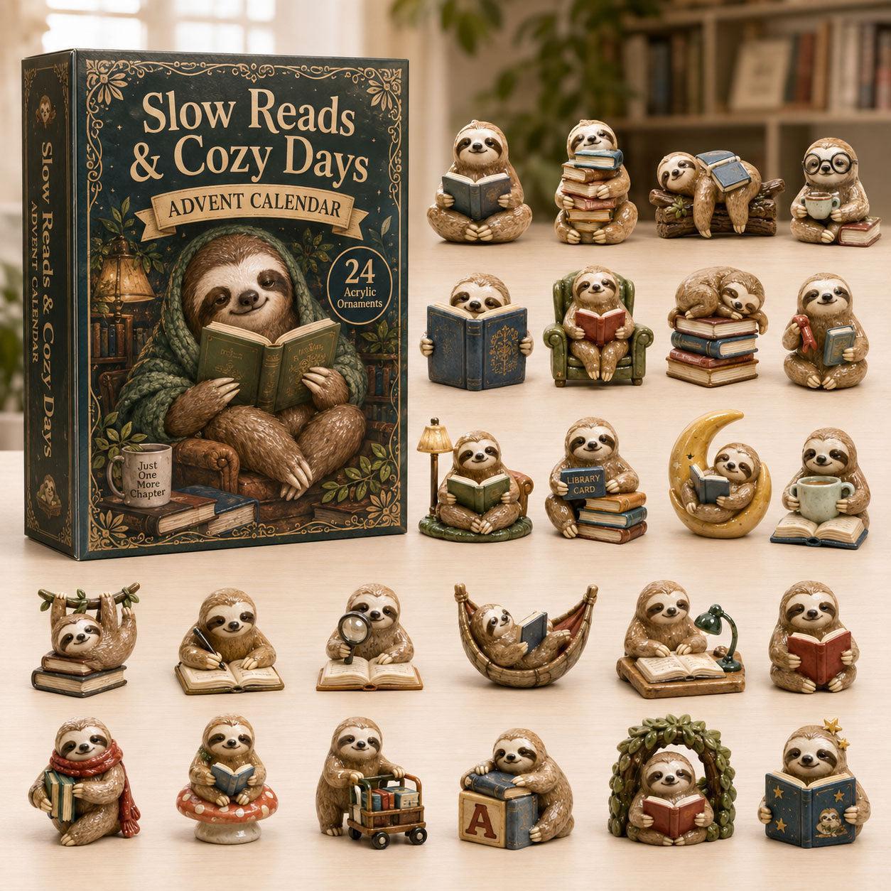 2026 The Cozy Reader’s Advent Calendar – 24 Days of Books, Sloths & Quiet Little Moments, Gift for Book Lovers, Acrylic Blind Box