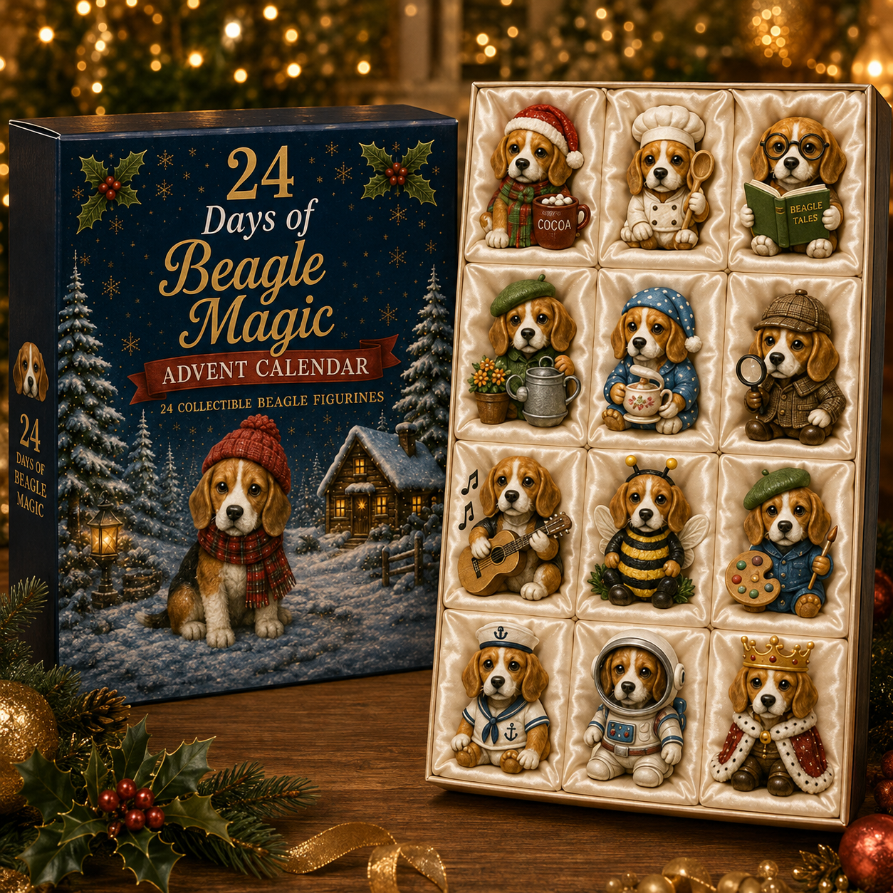 Beagle Magic Advent Calendar 2026 – 24 Days of Unique Beagle Miniature Collectibles, 24 Cute Holiday