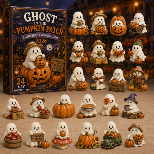 Ghost in the Pumpkin Patch Advent Calendar 2027 – 24 Unique Halloween Ghost Miniatures,