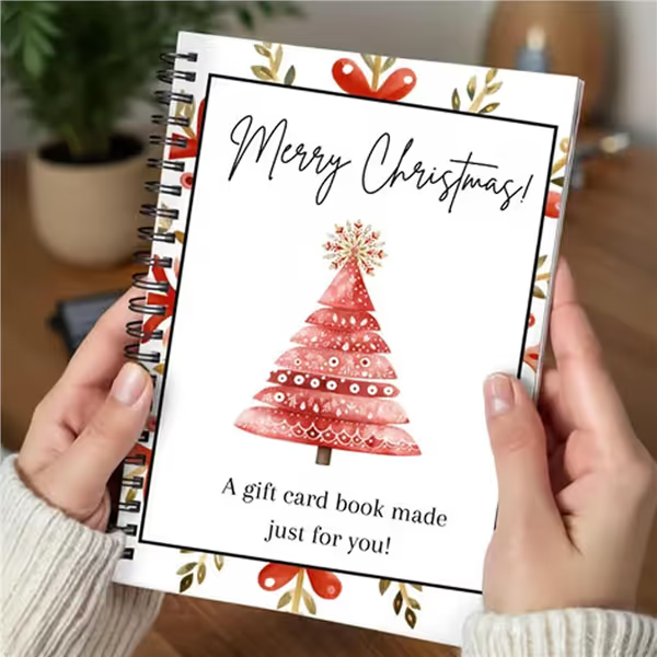 🔥⏰ LAST DAY SALE ONLY￡9.99!! 🎅Christmas Gift Card Booklet -👍DIY Spiral-Bound Christmas Gift Card Holder Book