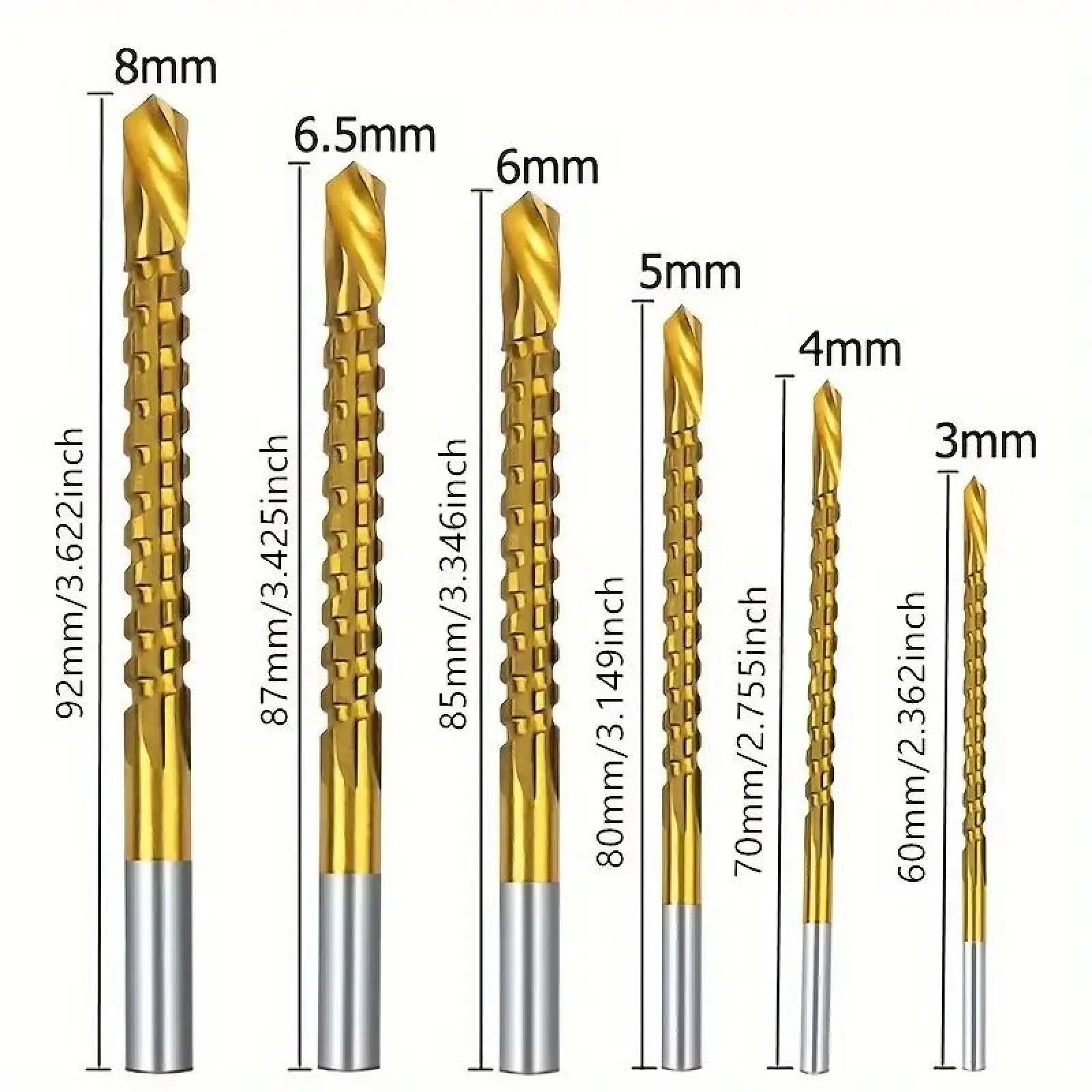 6PCS Titanium-Plated High-Speed Steel Drill Bits Set