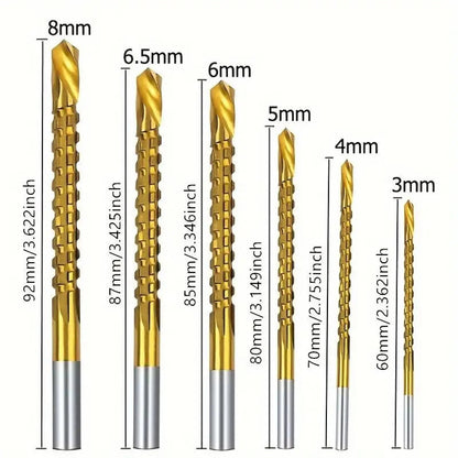6PCS Titanium-Plated High-Speed Steel Drill Bits Set