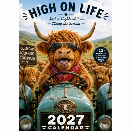2027 Funny Highland Cow Wall Calendar | A4 Hanging Calendar