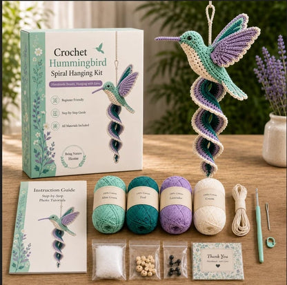 🦋🧶Crochet Spiral Hanging Kit – Beginner-Friendly DIY Garden Animal Decor 🍃