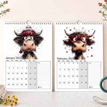 2027 Cute Highland Cow Wall Calendar 🐮 | Life Is Better With A Highland Cow ⭐