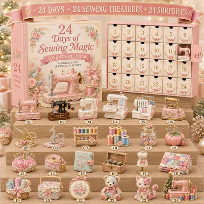 2026 Sewing Magic Miniatures Blind Box - 24‑Day Festive Countdown, Sewing Trinkets Blind Box - Gift For Sewing Lovers