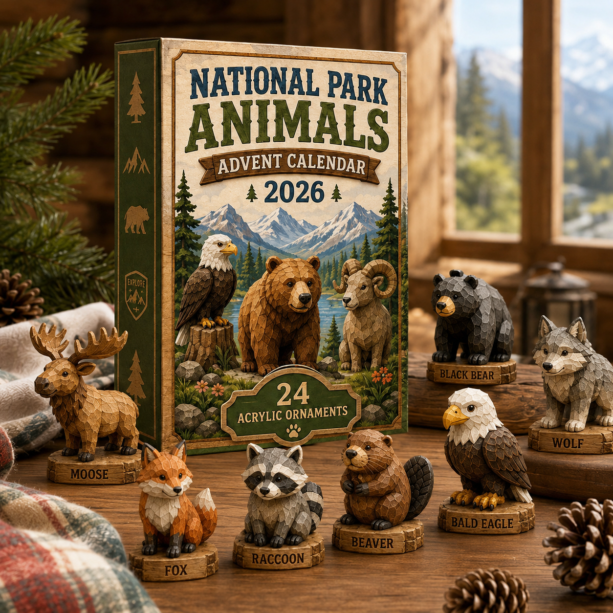 2026 National Park Animals Advent Calendar – 24 Days of Wildlife Discovery, Nature-Inspired Acrylic Ornament Blind Box