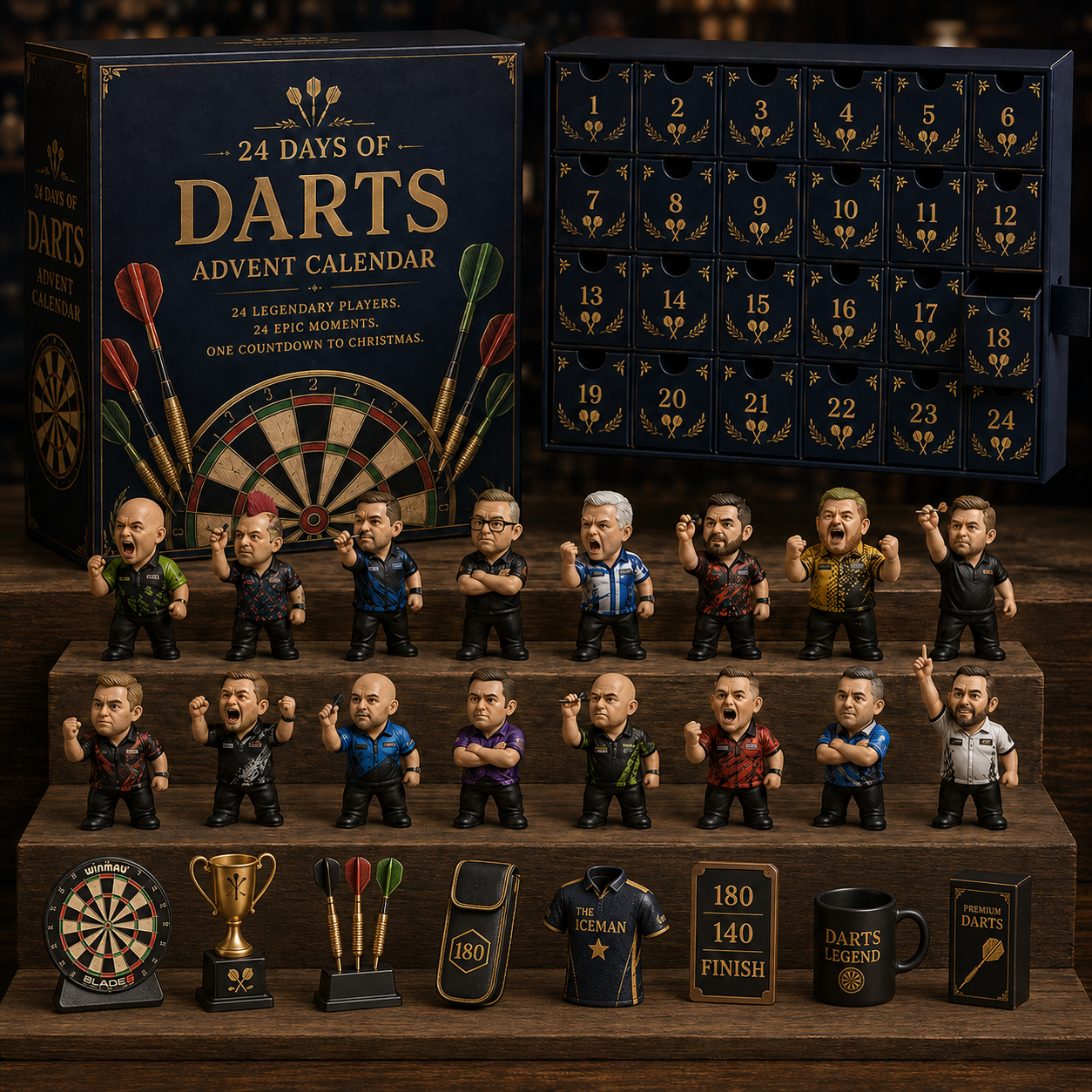 CHRISTMAS KICKOFF 49% OFF - 2026 Days of Darts Blind Box - 24‑Day Festive Countdown, Darts Themed Collectible Miniatures Blind Box - Gift For Darts Sport Fans