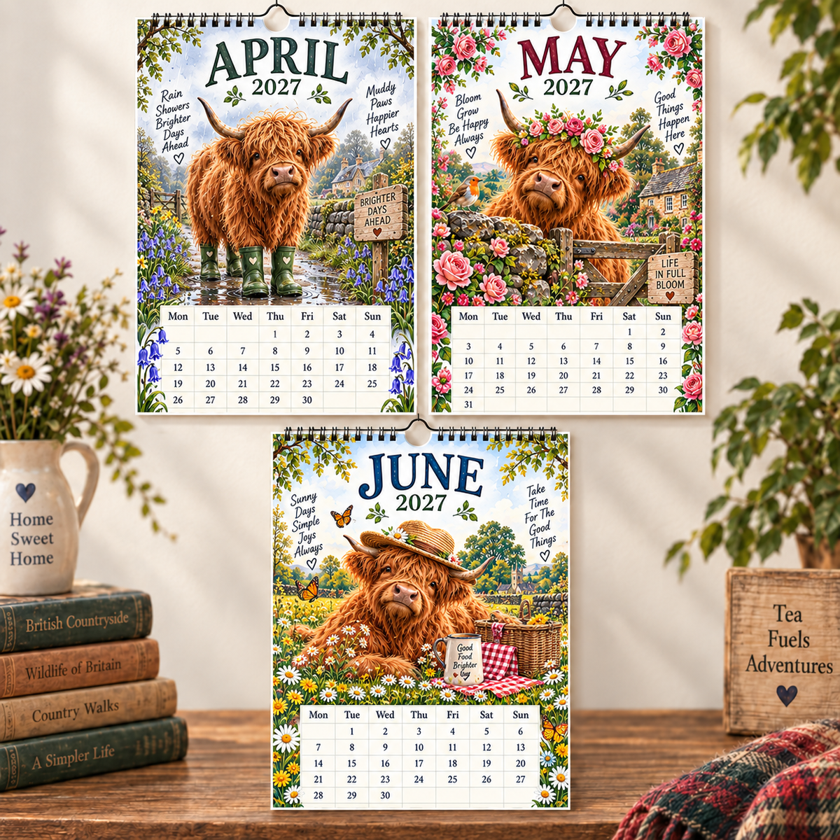 2027 Highland Cow Calendar｜A4 Hanging Calendar