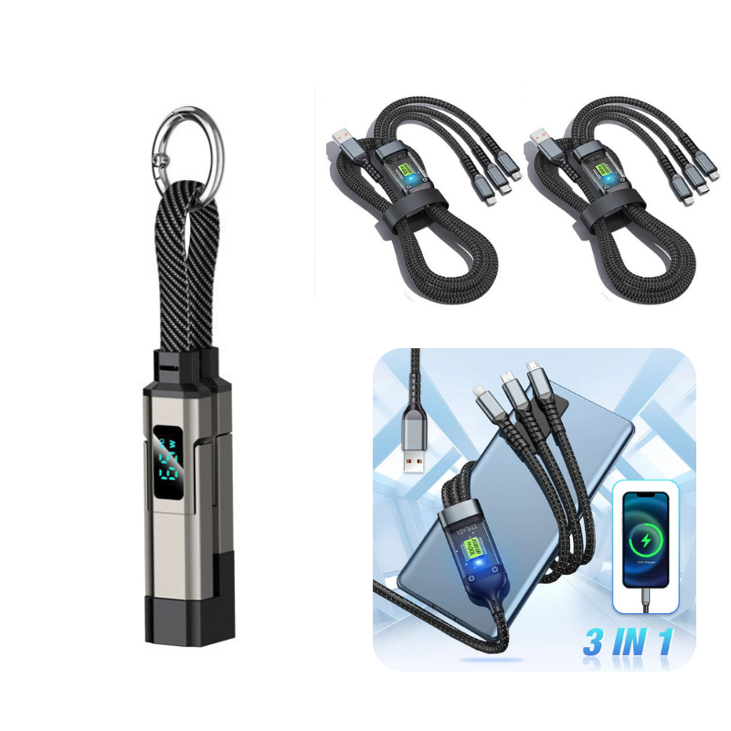 📢📢50% OFF !! ⏰4-in-1 Digital Display Keychain Charging Cable🔋📱