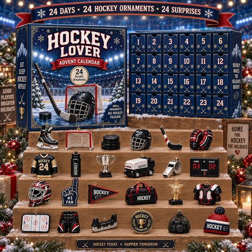 2026 Pucks & Presents – Hockey Lover Advent Calendar, 24 Ice Hockey-Themed Acrylic Ornaments