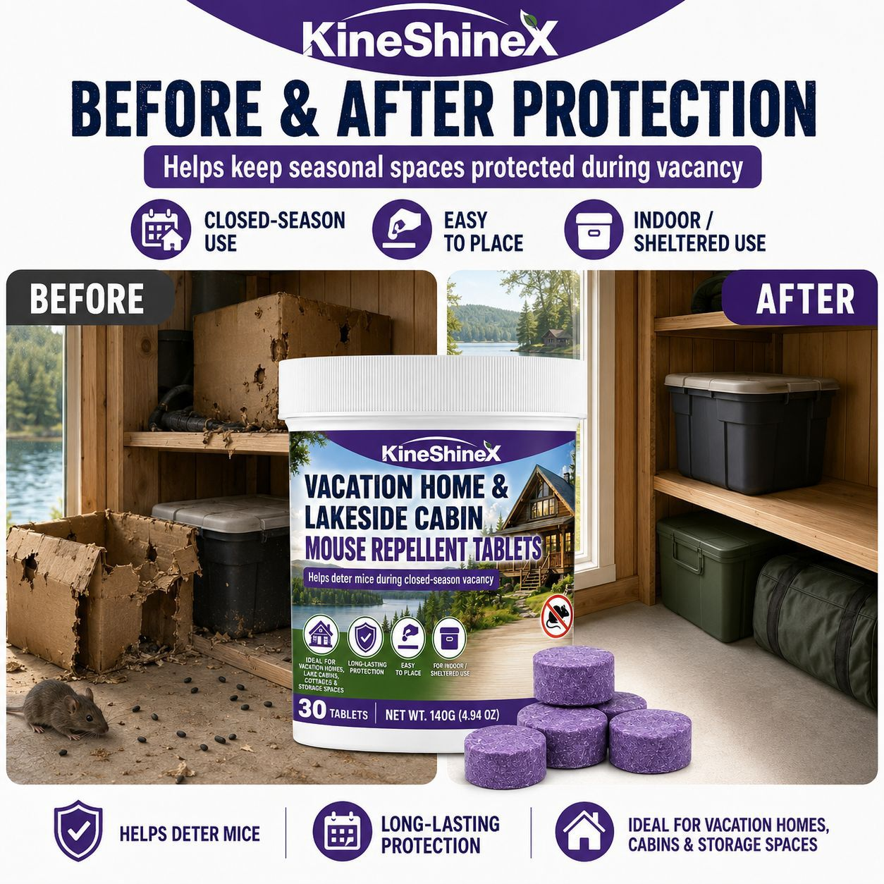 Vacation Home & Lakeside Cabin Mouse Repellent Tablets