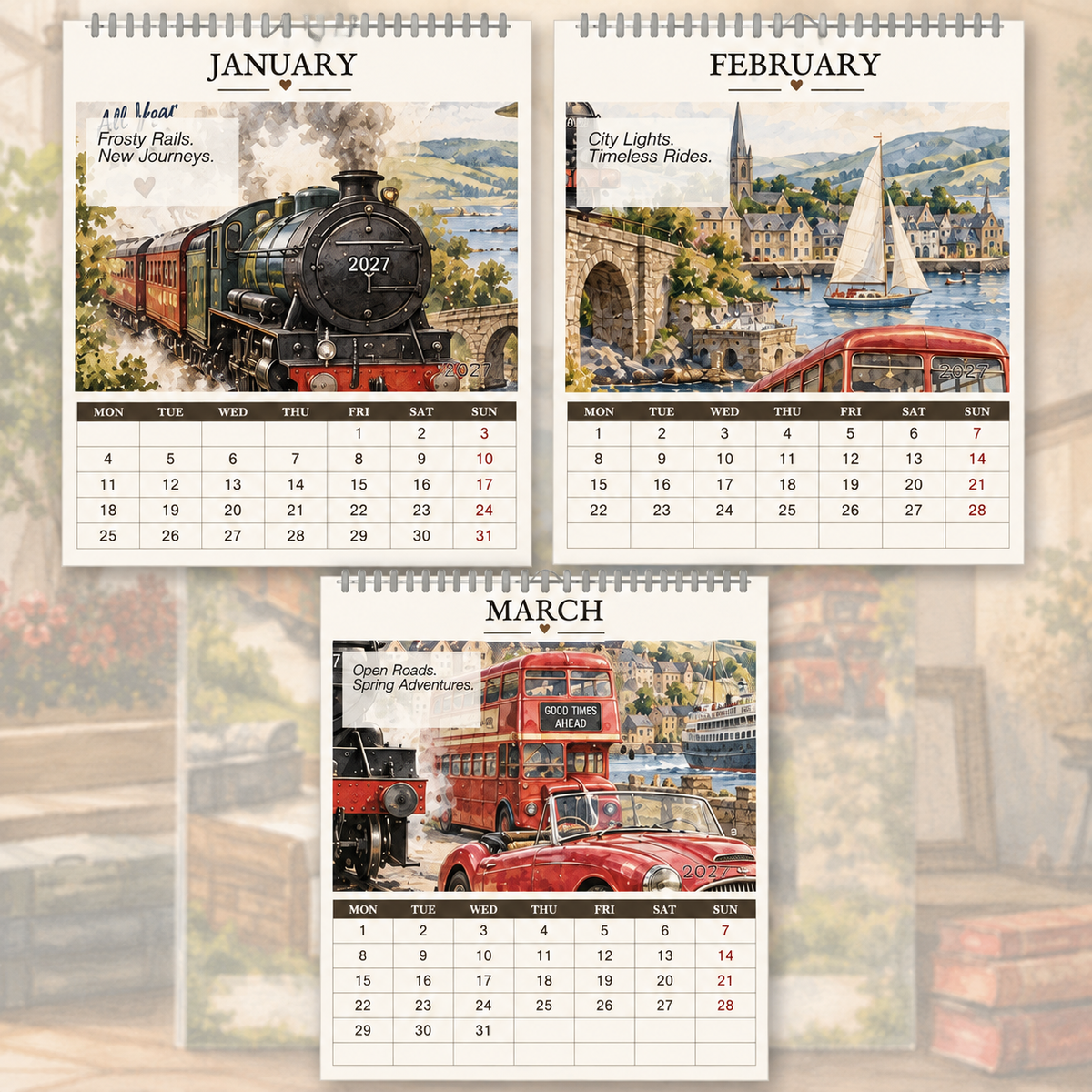 2027 Transport Legends Calendar｜A4 Hanging Calendar