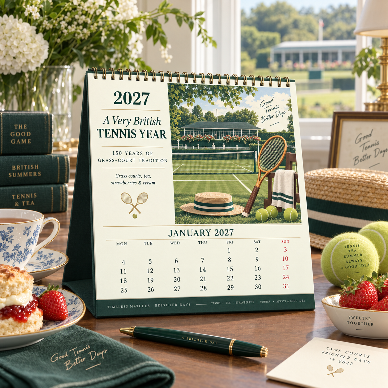 2027 A Very British Tennis Year A4 Hanging Calendar