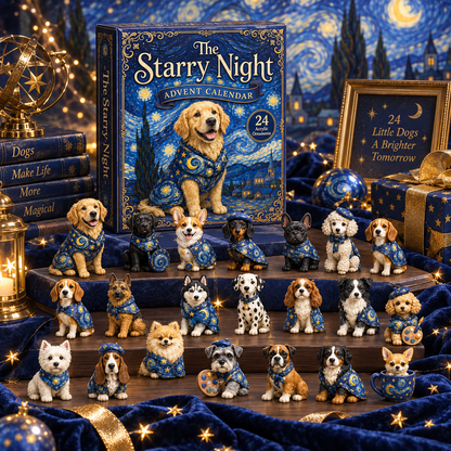 CHRISTMAS KICKOFF: 48% OFF – 2026 Starry Night Dogs Advent Calendar – 24 Artistic Dog Ornaments, Dreamy Christmas Collectible Blind Box