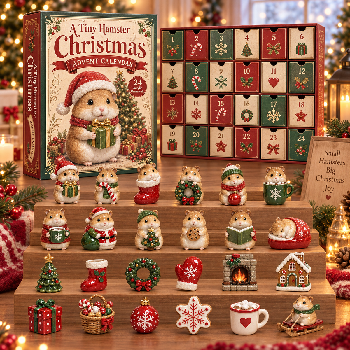 2026 A Tiny Hamster Christmas Advent Calendar – 24 Festive Acrylic Ornaments & Cosy Little Surprises