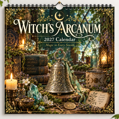 Witch’s Arcanum 2027 Wall Calendar – 12-Month Witchy Art Calendar with Black Cats, Herbs, Crystals & Seasonal Magic