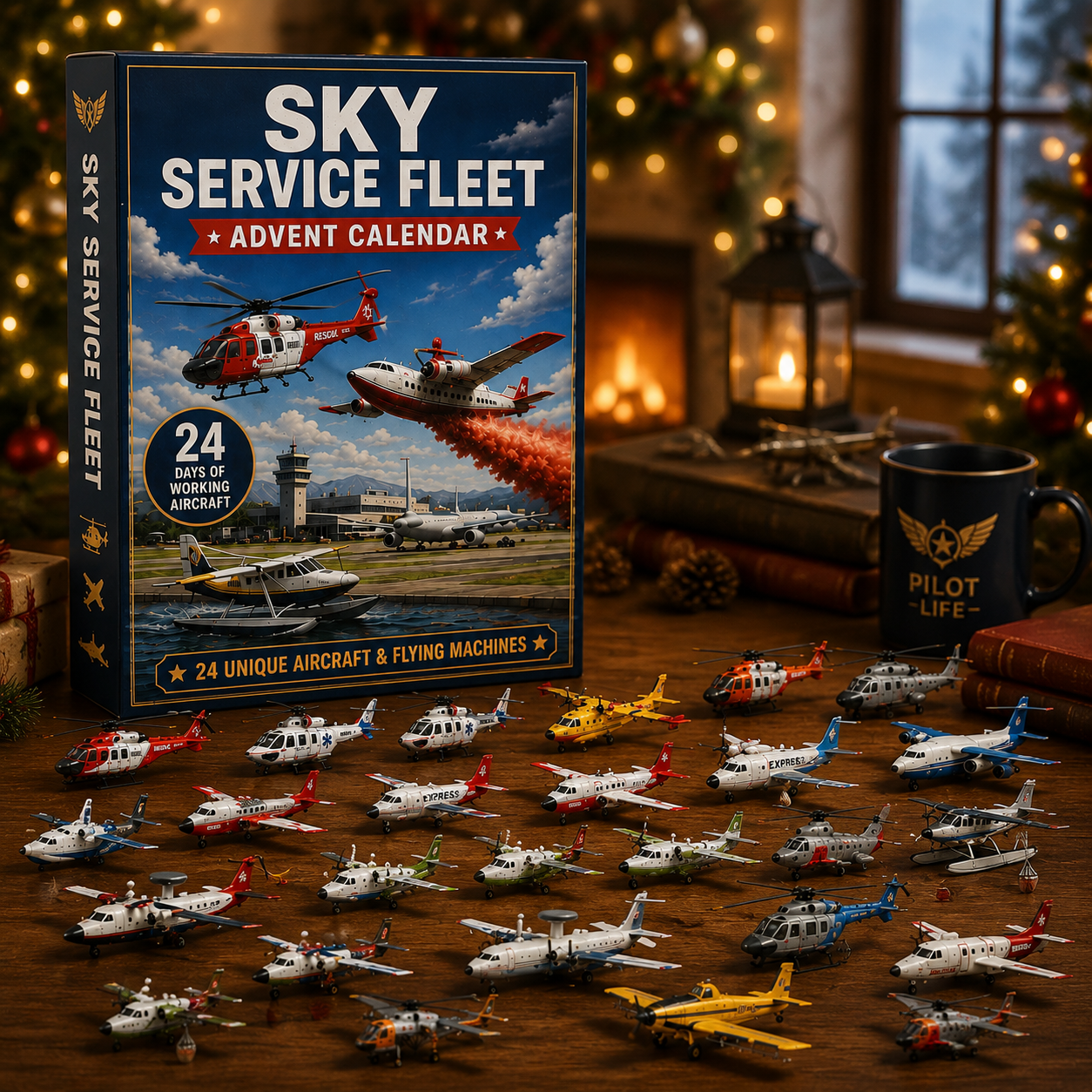 CHRISTMAS KICKOFF: 48% OFF – 2026 Sky Service Fleet Advent Calendar – 24 Days of Aviation Mission Surprises, Aircraft Collectible Blind Box – Gift for Aviation Lovers