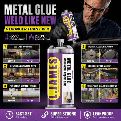 🔥Hot Sale 50% OFF🔥 Metal Weld Repair Glue – 2-Part Epoxy, Waterproof, Heat-Resistant, Drillable 🔧