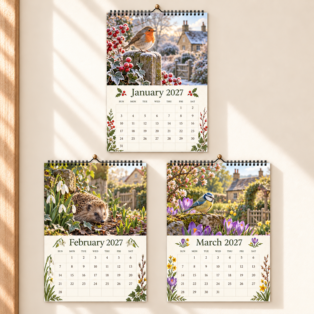 The Secret Life of the Garden 2027 Wall Calendar – 12‑Month British Wildlife Countryside Art Calendar