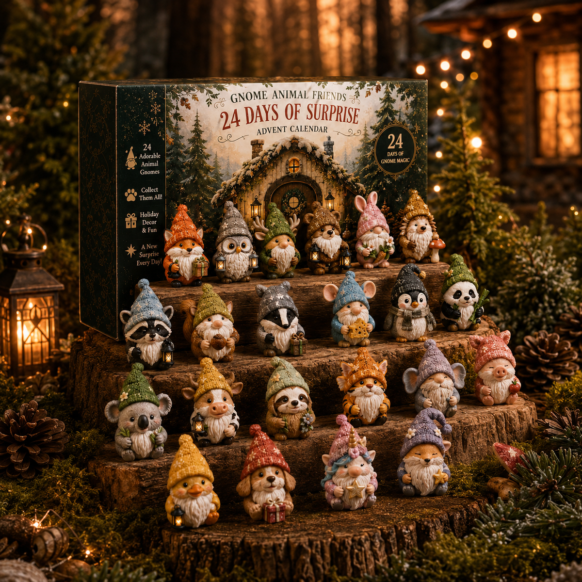CHRISTMAS KICKOFF: 48% OFF – 2026 Gnome Animal Friends Advent Calendar – 24 Magical Woodland Creatures, Christmas Collectible Ornament Blind Box