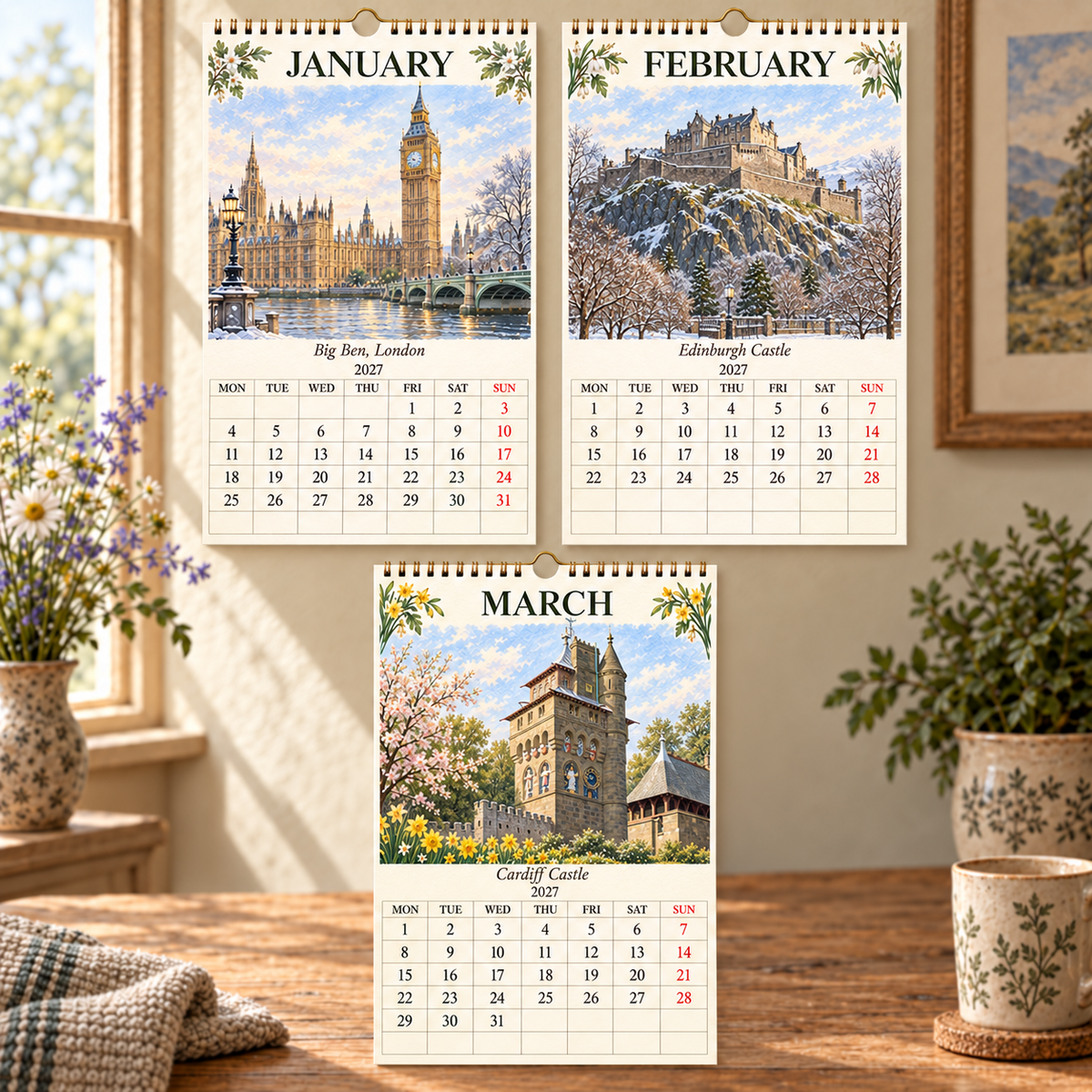2027 British Landmarks Calendar｜A4 Hanging Calendar