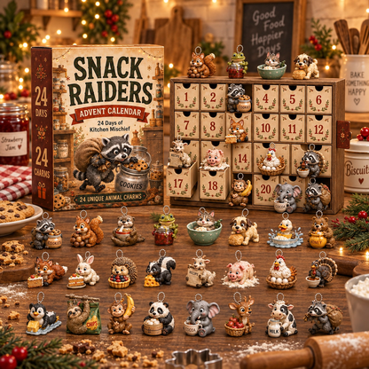 2026 Snack Raiders Advent Calendar – 24 Mischievous Animal Charms, A Christmas Countdown for Snack Lovers