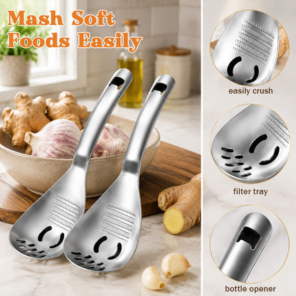 Multi-functional grinding spoon made of 304 stainless steel | For garlic, ginger, puree, and baby food