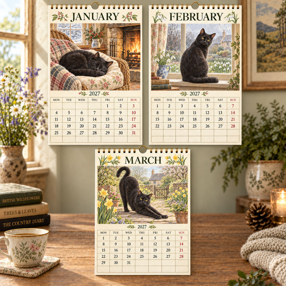 2027 Black Cats Calendar｜A4 Hanging Calendar