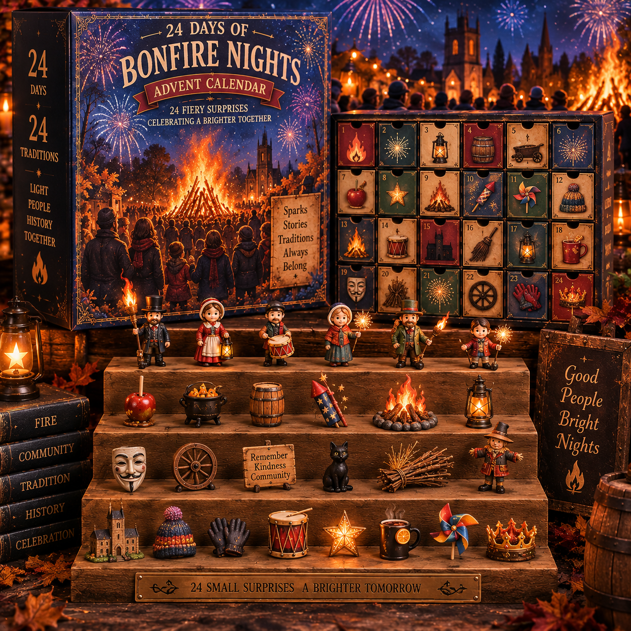CHRISTMAS KICKOFF 49% OFF - 2026 Days of Bonfire Night Blind Box - 24-Day Festive Countdown, Bonfire Night Themed Collectible Miniatures Blind Box - Gift For Festival Lovers