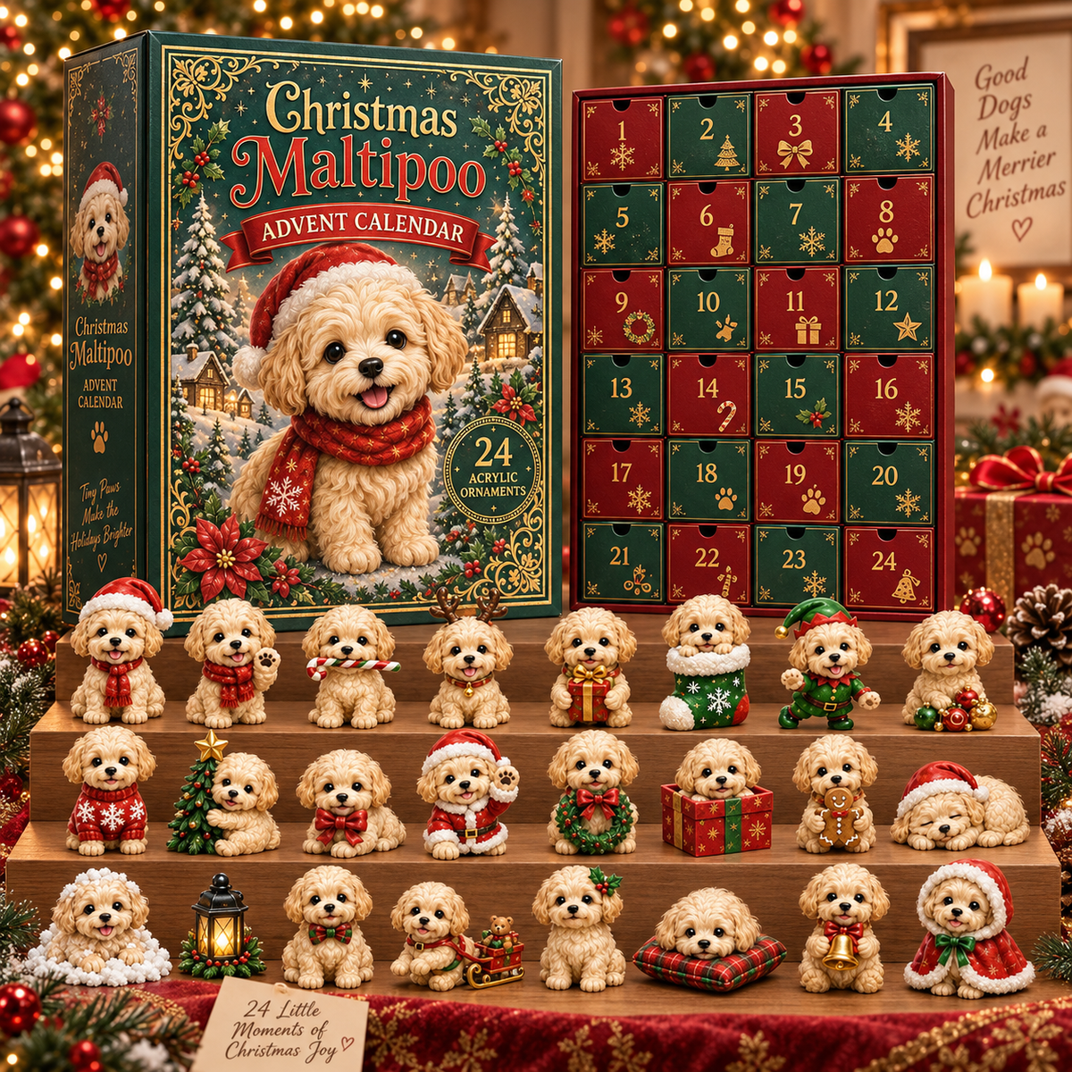 CHRISTMAS KICKOFF: 48% OFF – 2026 A Merry Little Maltipoo Christmas Advent Calendar – 24 Festive Acrylic Ornaments
