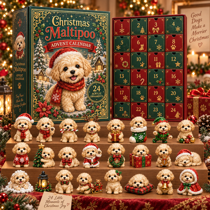 CHRISTMAS KICKOFF: 48% OFF – 2026 A Merry Little Maltipoo Christmas Advent Calendar – 24 Festive Acrylic Ornaments