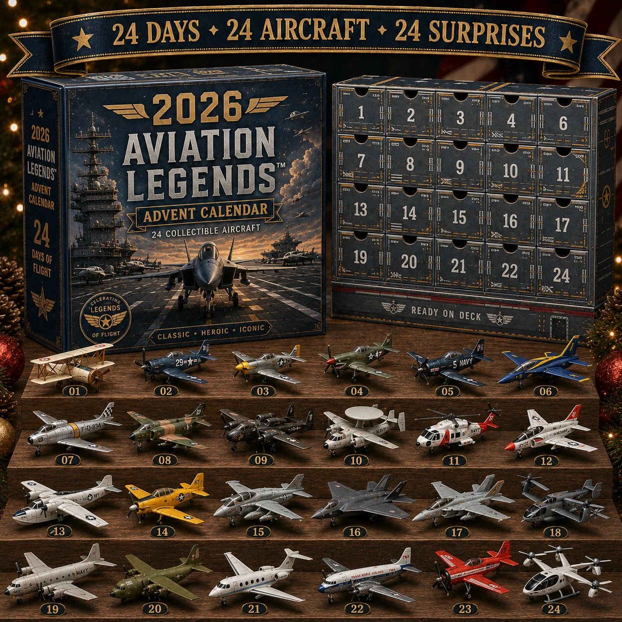 🎄LAST DAY 49% OFF -💥2026 Aviation Legends 24-Day Aircraft Advent Calendar – 24 Collectible Airplane Surprises for Aviation Fans