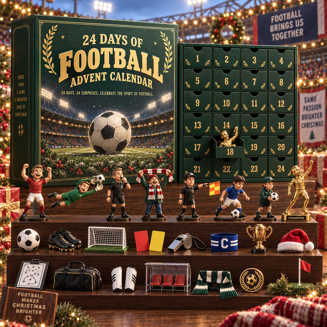 CHRISTMAS KICKOFF 49% OFF - 2026 Sports Tournament Advent Calendar Bundle - 24‑Day Festive Countdown, Cricket, Football, Baseball, Racing & Darts Sports‑Themed Collectible Acrylic Miniatures Blind Box - Gift For Sports Fans